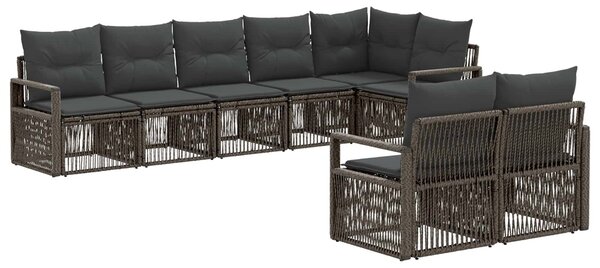 VidaXL Kerti Kanapé Szett 8 pcs Szürke polirattan