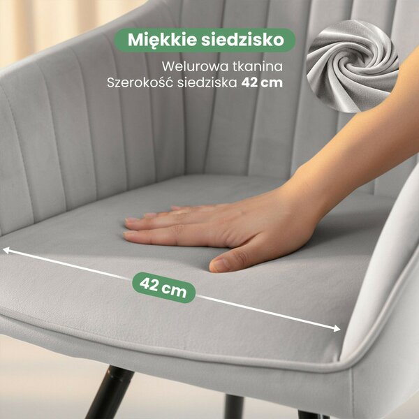 AKORD TURNO Forgó Szék Welur Szürke Fekete Lábakkal 2 db