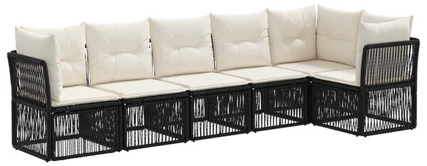 VidaXL Kerti Kanapé Szett 6 pcs Fekete polirattan