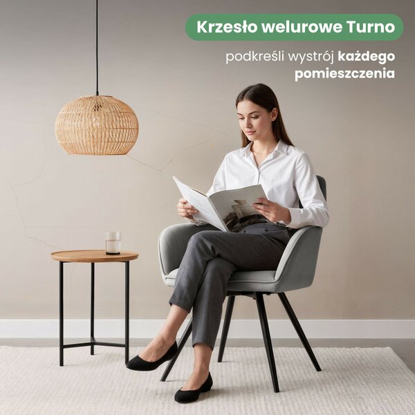 AKORD TURNO Forgó Szék Welur Szürke Fekete Lábakkal 2 db