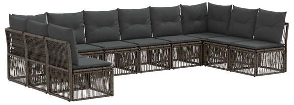 VidaXL Kerti Kanapé Szett 10 pcs Szürke polirattan