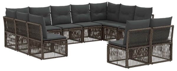VidaXL Kerti Kanapé Szett 11 pcs Szürke polirattan
