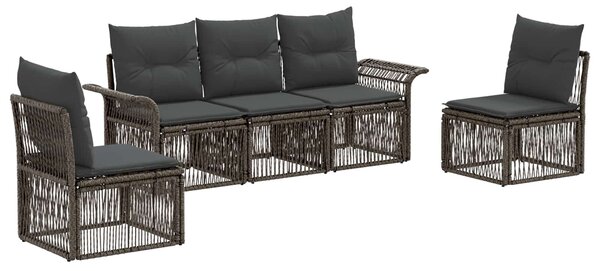VidaXL Kerti Kanapé Szett 5 pcs Szürke polirattan