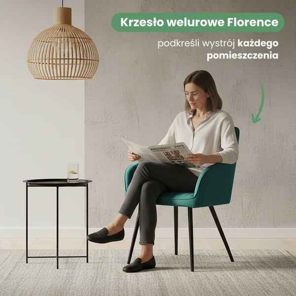 AKORD Florence kárpitozott szék welúr üvegzöld fekete lábakkal