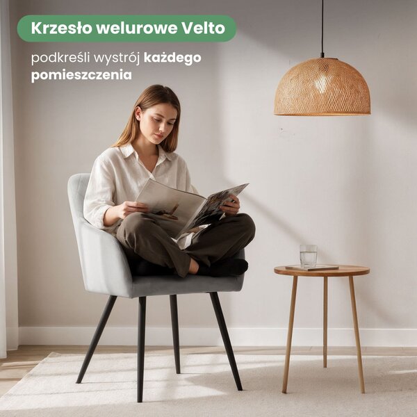 AKORD VELTO Kárpitozott Szék Welur Szürke Rombusz Steppelt Fekete Lábak 2 db
