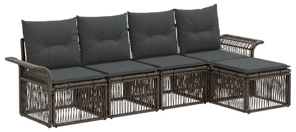 VidaXL Kerti Kanapé Szett 5 pcs Szürke polirattan