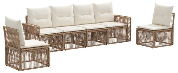 VidaXL Kerti Kanapé Szett 6 pcs Beige és Krémszínű polirattan