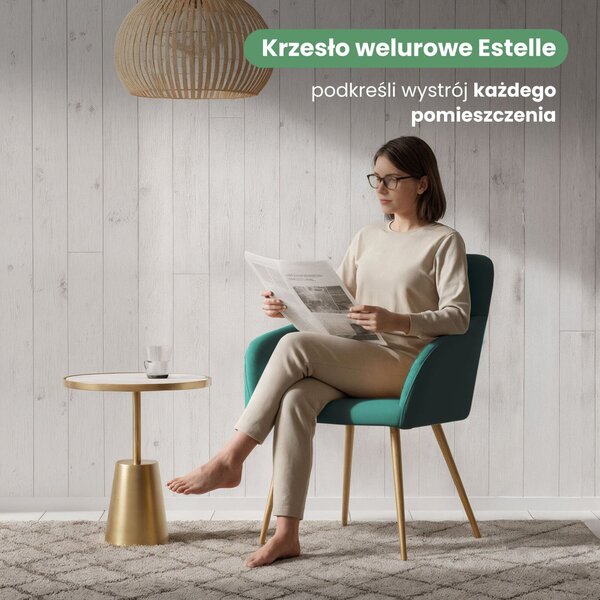 AKORD Furniture Factory ESTELLE kárpitozott szék welúr palackzöld arany lábakkal