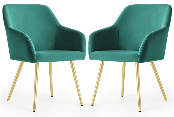 AKORD Furniture Factory ESTELLE kárpitozott szék welúr palackzöld arany lábakkal