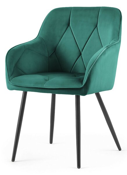 AKORD Furniture Factory DIAMANTE kárpitozott szék welur butelkazöld fekete lábakkal