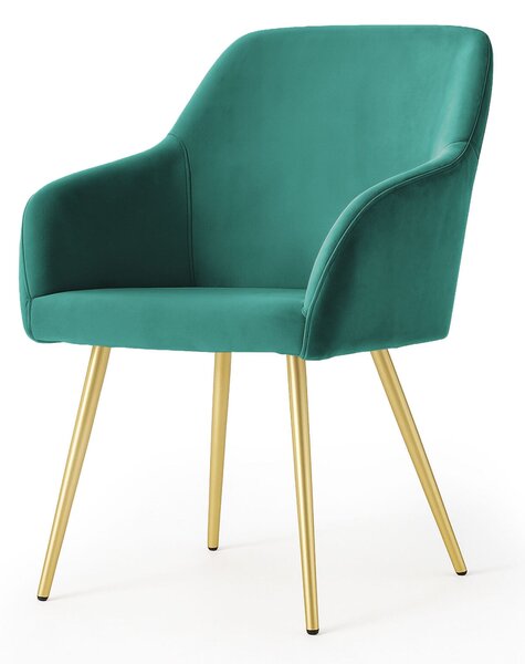 AKORD Furniture Factory ESTELLE kárpitozott szék welúr palackzöld arany lábakkal