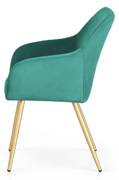AKORD Furniture Factory ESTELLE kárpitozott szék welúr palackzöld arany lábakkal