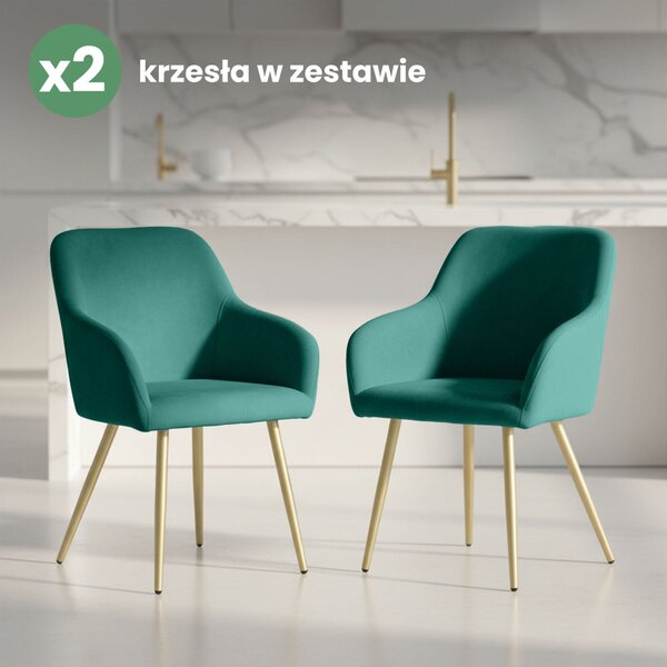 AKORD Furniture Factory ESTELLE kárpitozott szék welúr palackzöld arany lábakkal