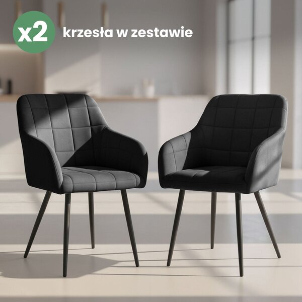 AKORD LUXANO Kárpitozott Szék Welúr Fekete Négyzetes Steppelés