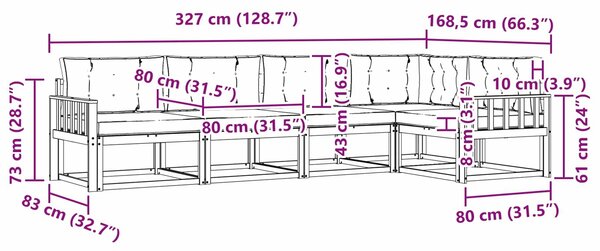 VidaXL Kültéri kanapé szett párnával 5 pcs Természetes és antracit