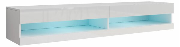 TV-állvány Vilrin, Közepes sűrűségű farostlemez, Laminált forgácslap, 30x180x40cm, Fényes fehér, Fehér