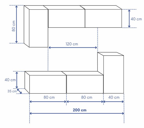 Intenso Concept-50 nappali faliszekrény sor - 200 cm (magasfényű fekete)