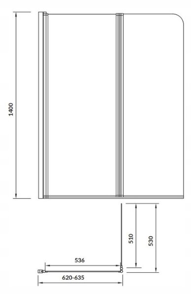 Cersanit Easy New, 2 lapos kádparaván 115 (hossz) x 140 (magasság) cm, átlátszó üveg, króm profil, S301-290