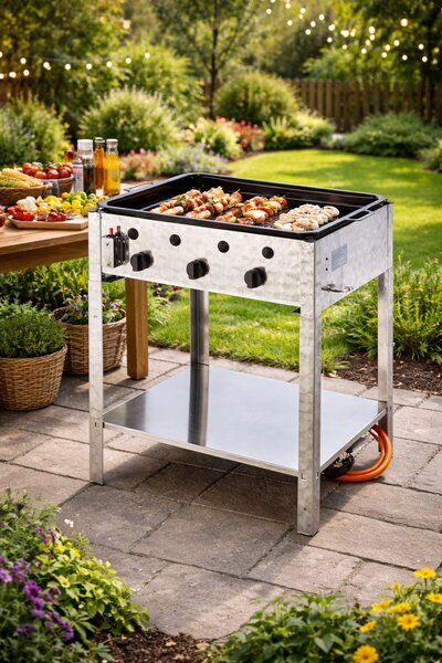 MEVA-TEC Gázgrill profi PELVIS 10 kW | 3 égőfej, rozsdamentes acél