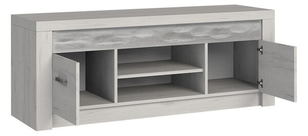 TV-állvány Serfeno 106, Laminált forgácslap, 53x137x42cm, Kézműves fehér