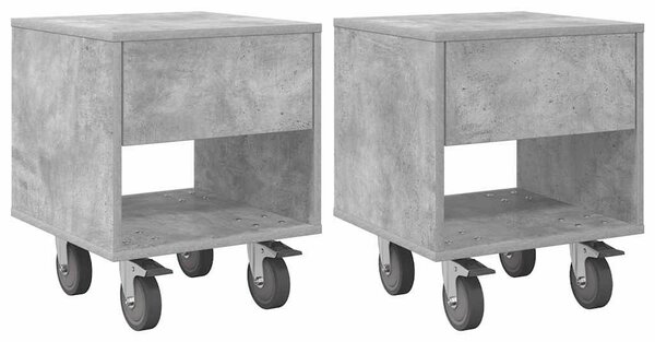 Éjjeli asztal 2 pcs Beton Szürke 40,5 x 40 x 48 cm Faanyag