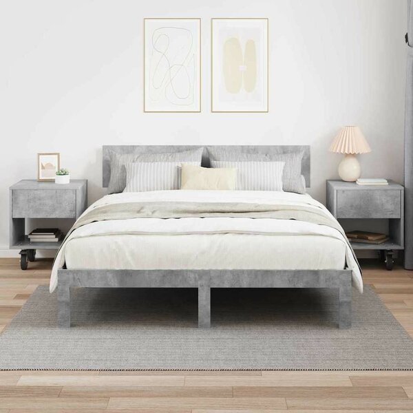 Éjjeli asztal 2 pcs Beton Szürke 40,5 x 40 x 48 cm Faanyag