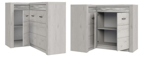 Sarokszekrény Serfeno 113, Laminált forgácslap, 104x131x90cm, Sötét hamuszürke