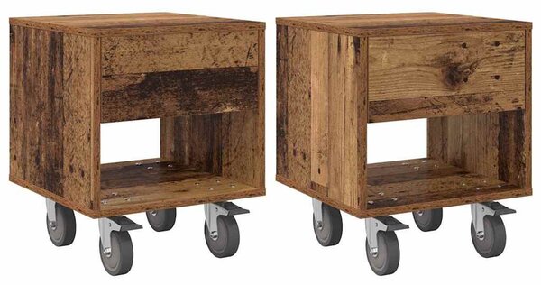 Éjjeli asztal 2 pcs Öreg fa 40,5 x 40 x 48 cm Faanyag