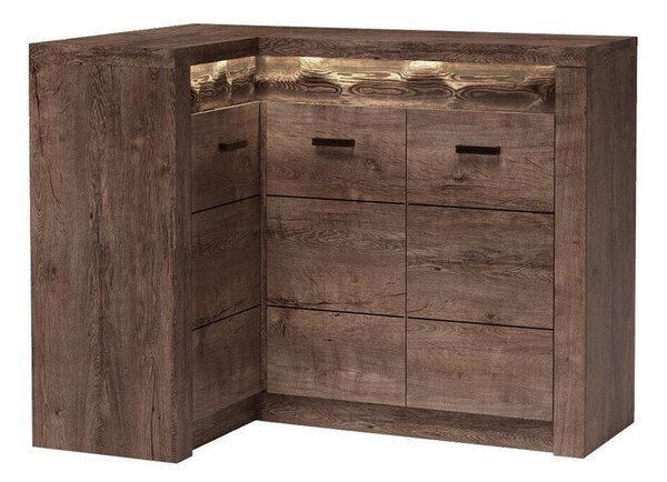 Sarokszekrény Serfeno 113, Laminált forgácslap, 104x131x90cm, Sötét hamuszürke