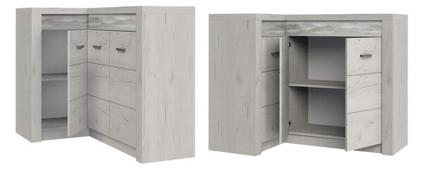 Sarokszekrény Serfeno 113, Laminált forgácslap, 104x131x90cm, Kézműves fehér