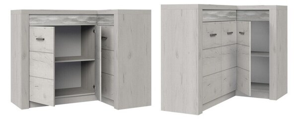 Sarokszekrény Serfeno 112, Laminált forgácslap, 104x131x90cm, Sötét hamuszürke