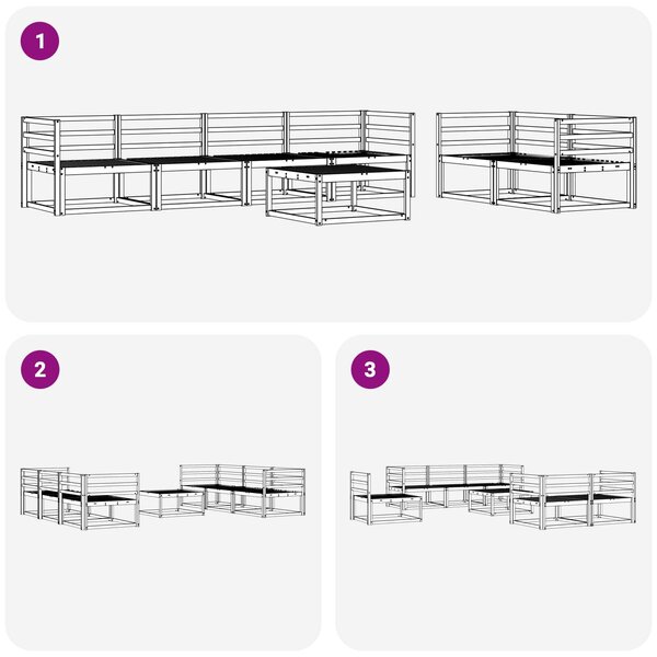 VidaXL Kültéri kanapé szett 7 pcs Természetes Tömör Akácfa
