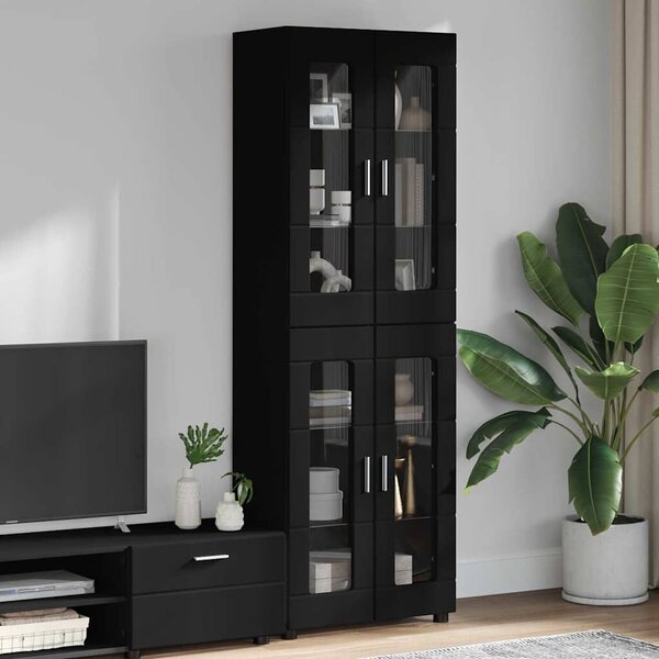 Magasfiú polcokkal FLORIN Fekete 60 x 35 x 182 cm Faanyag