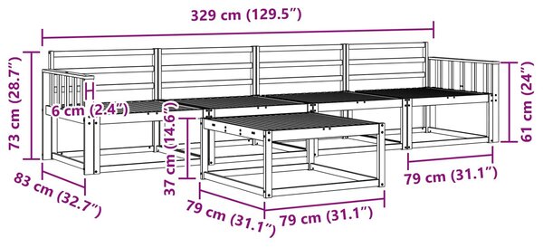 VidaXL Kültéri kanapé szett 5 pcs Természetes Tömör Akácfa