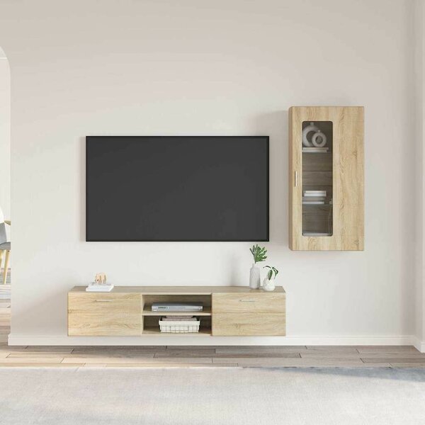 TV szekrény garnitúra fiókkal FLORIN 3 pcs Sonoma tölgy Faanyag