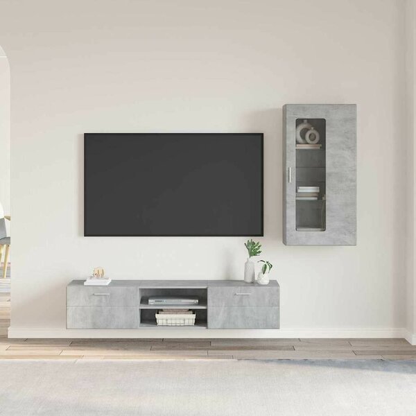 TV szekrény garnitúra FLORIN 3 db Beton Szürke Szerelt Fa