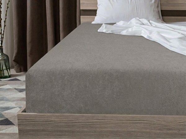 MOLTON sötétszürke fleece gumis lepedő 90 x 200 cm