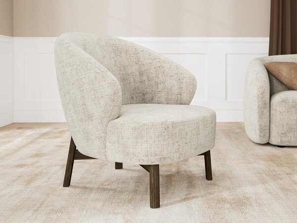 Fotel Norsica 1064, Kárpit, 78x78x78cm, Bézs, Sötét tölgy, Kaucsuk