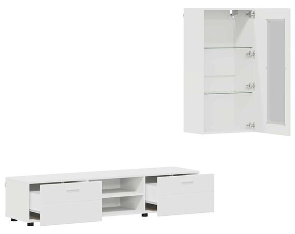 TV szekrény garnitúra fiókkal FLORIN 3 pcs Fehér Faanyag