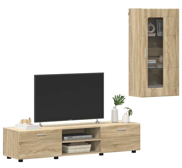 TV szekrény garnitúra fiókkal FLORIN 3 pcs Sonoma tölgy Faanyag