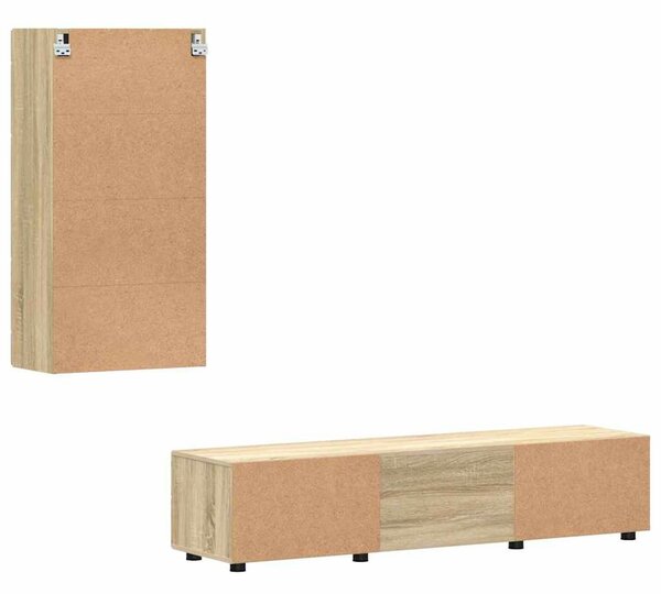 TV szekrény garnitúra fiókkal FLORIN 3 pcs Sonoma tölgy Faanyag