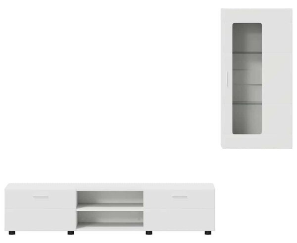 TV szekrény garnitúra fiókkal FLORIN 3 pcs Fehér Faanyag