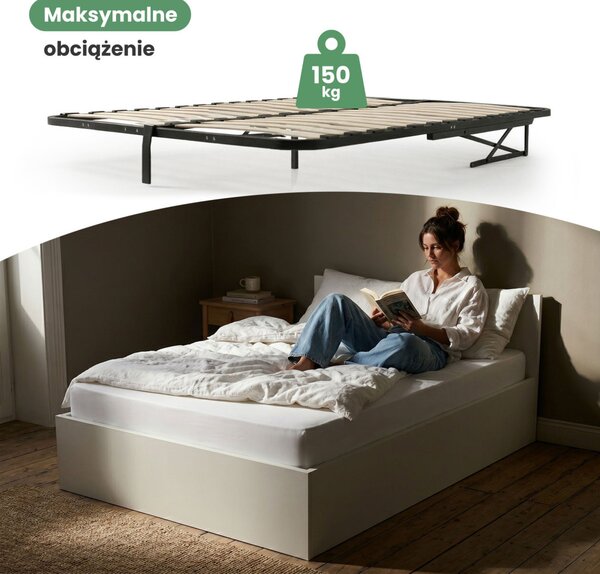 AKORD Furniture Factory 120x200 cm Ágy Fém Felnyitható Ágyrács Fehér Tárolórekesszel
