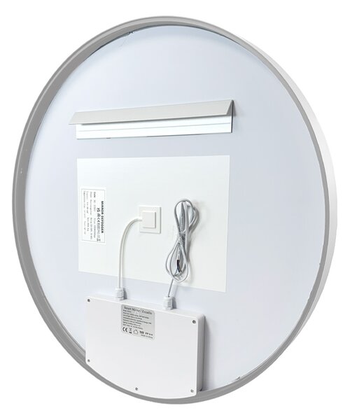 Mereo Mereo, kerek LED tükör, átmérő 60 cm, LED világítás, szálcsiszolt acél keret, MER-CN164S