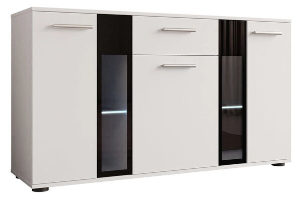 Komód Genio, Laminált forgácslap, Üveg, 80x141x41cm, Fehér