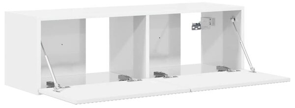 TV Fali Szekrény 98 x 31 x 29,5 cm Fényes Fehér Szerelt Fa