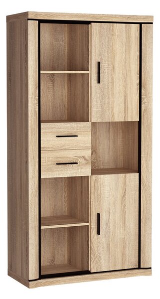 Könyvespolc Lorelie 120, Fiókokkal, Ajtókkal, Laminált forgácslap, 192x97x44cm, Sonoma tölgy