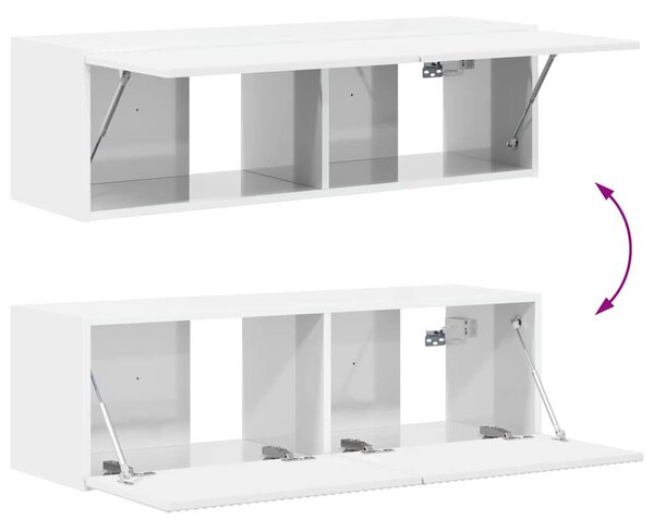 TV Fali Szekrény 98 x 31 x 29,5 cm Fényes Fehér Szerelt Fa