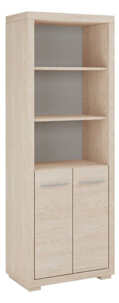 Könyvespolc Fiomeri 124, Ajtókkal, Nyitott, Laminált forgácslap, 192x70x41cm, Santana tölgy