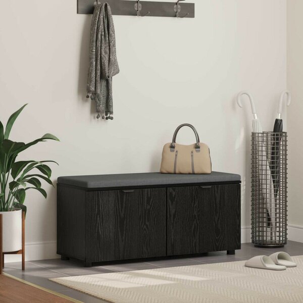 Előtér pad párnával tárolóval Fekete tölgy 100 x 38 x 46 cm